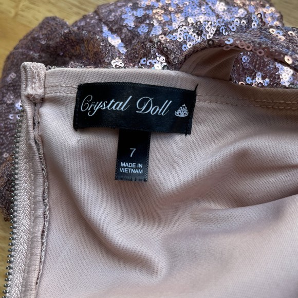 Crystal Doll Pink Sequined Ombre Body Con Prom Dress | Juniors 7 - Picture 11 of 13